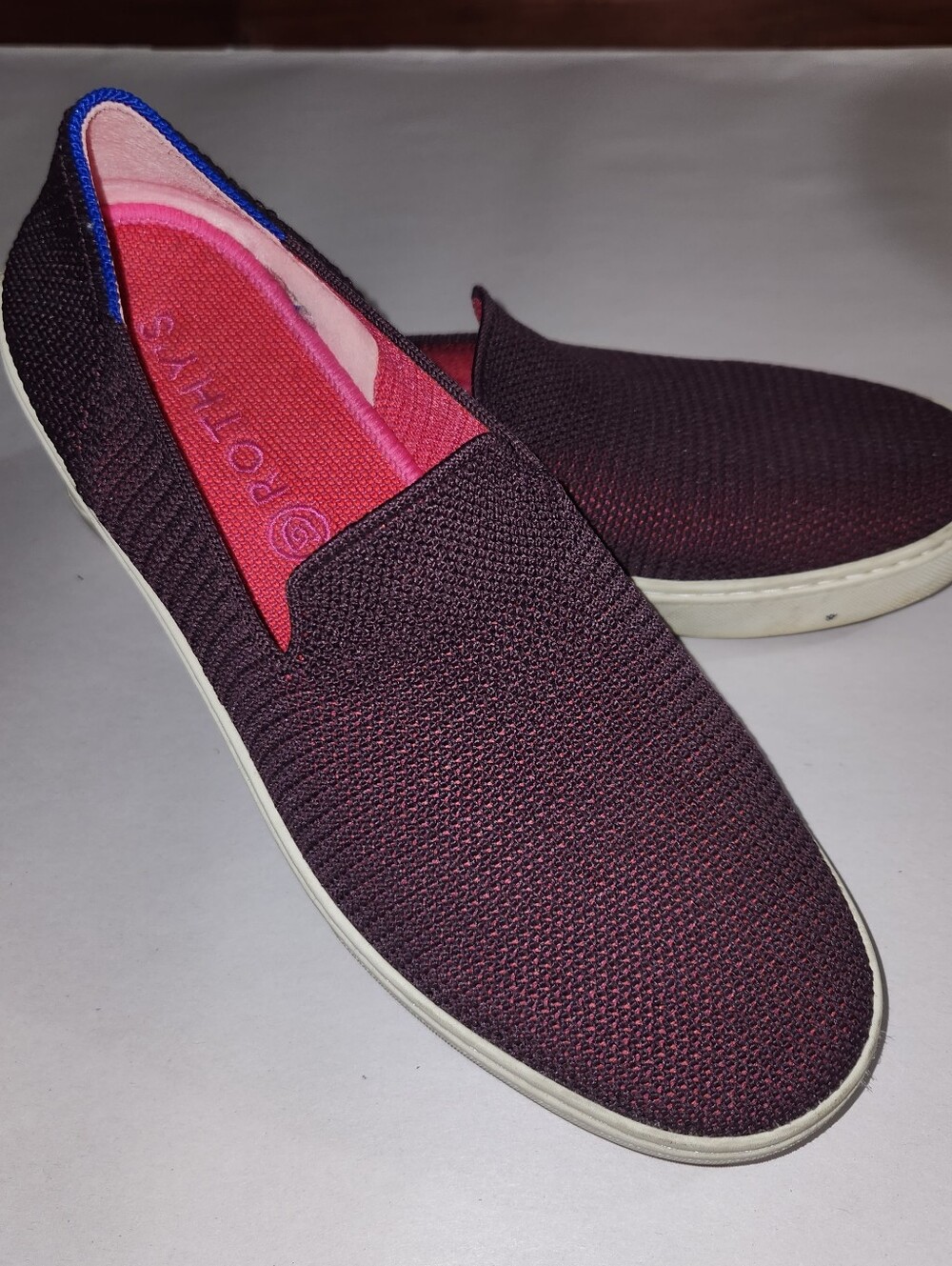 Rothy’s Slip On Sneaker in Berry Lattice Stitch